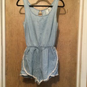 Super cute Romper with pompom trim